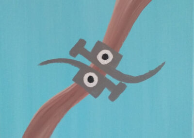 Painting called "A Man With A Hammer"